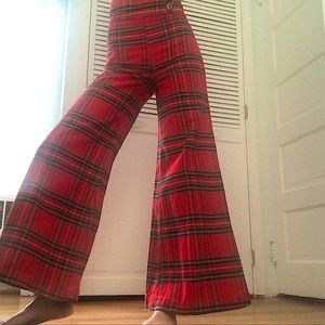 Vintage 70’s Christmas Plaid Flare Pants